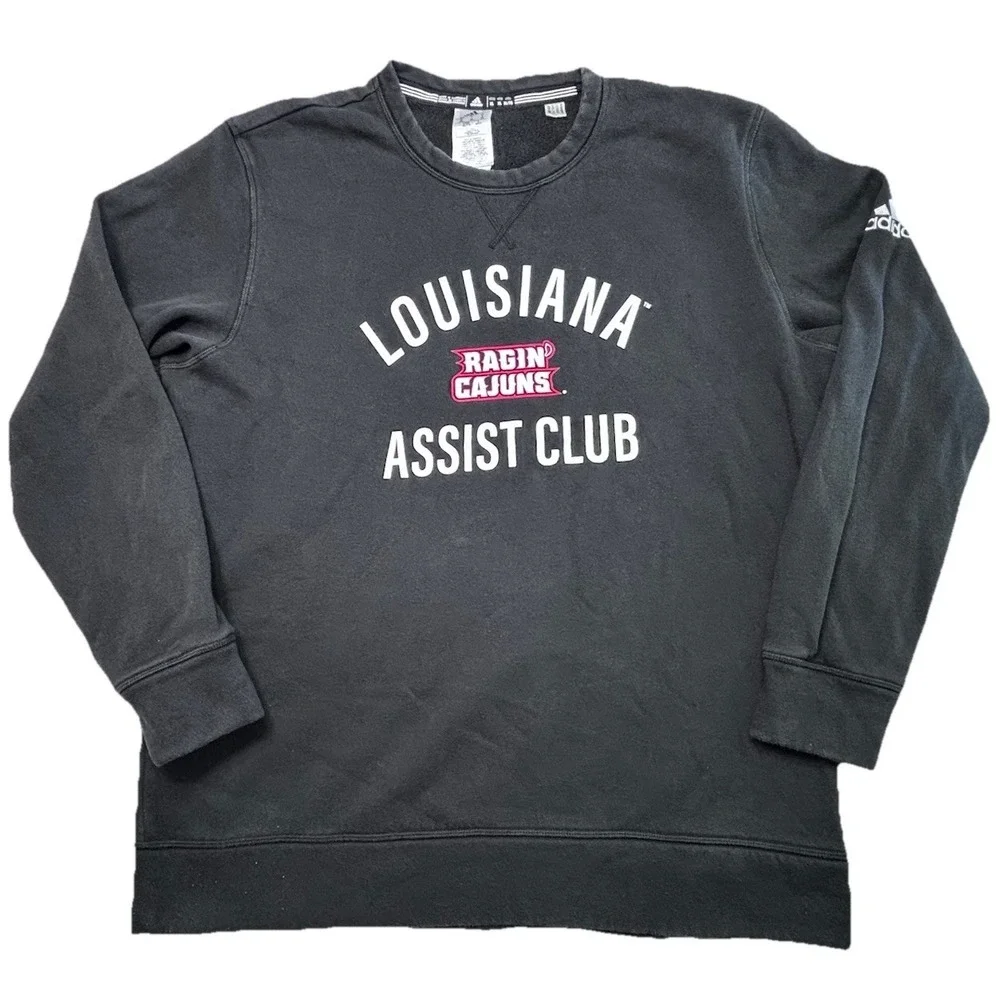 Adidas Louisiana Ragin Cajuns Assist Club Crewneck Sweatshirt XL Black‎ NCAA